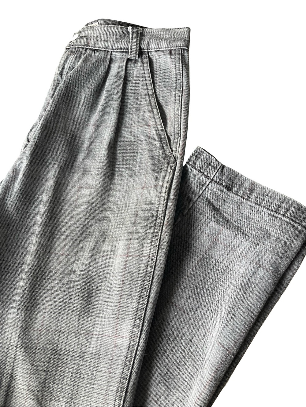 Vintage 90s Gray Plaid Jeans Tapered Leg Denim High Rise Unionbay Womens Size 29